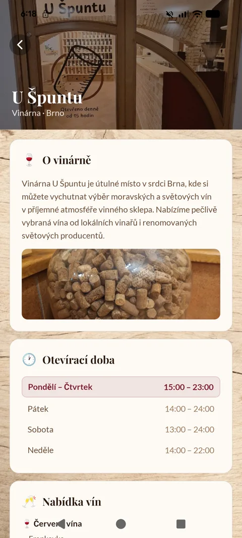 Appka U Špuntu — o vinárně