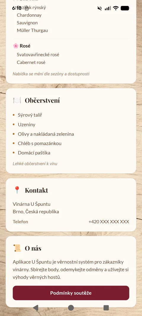 Appka U Špuntu — nabídka a kontakt